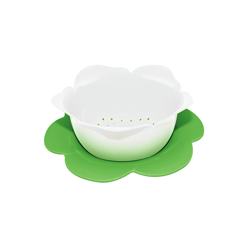 Zak Designs 2266-A850 Passoire Jonquille 15 cm avec Soucoupe Plastique Vert//Corail