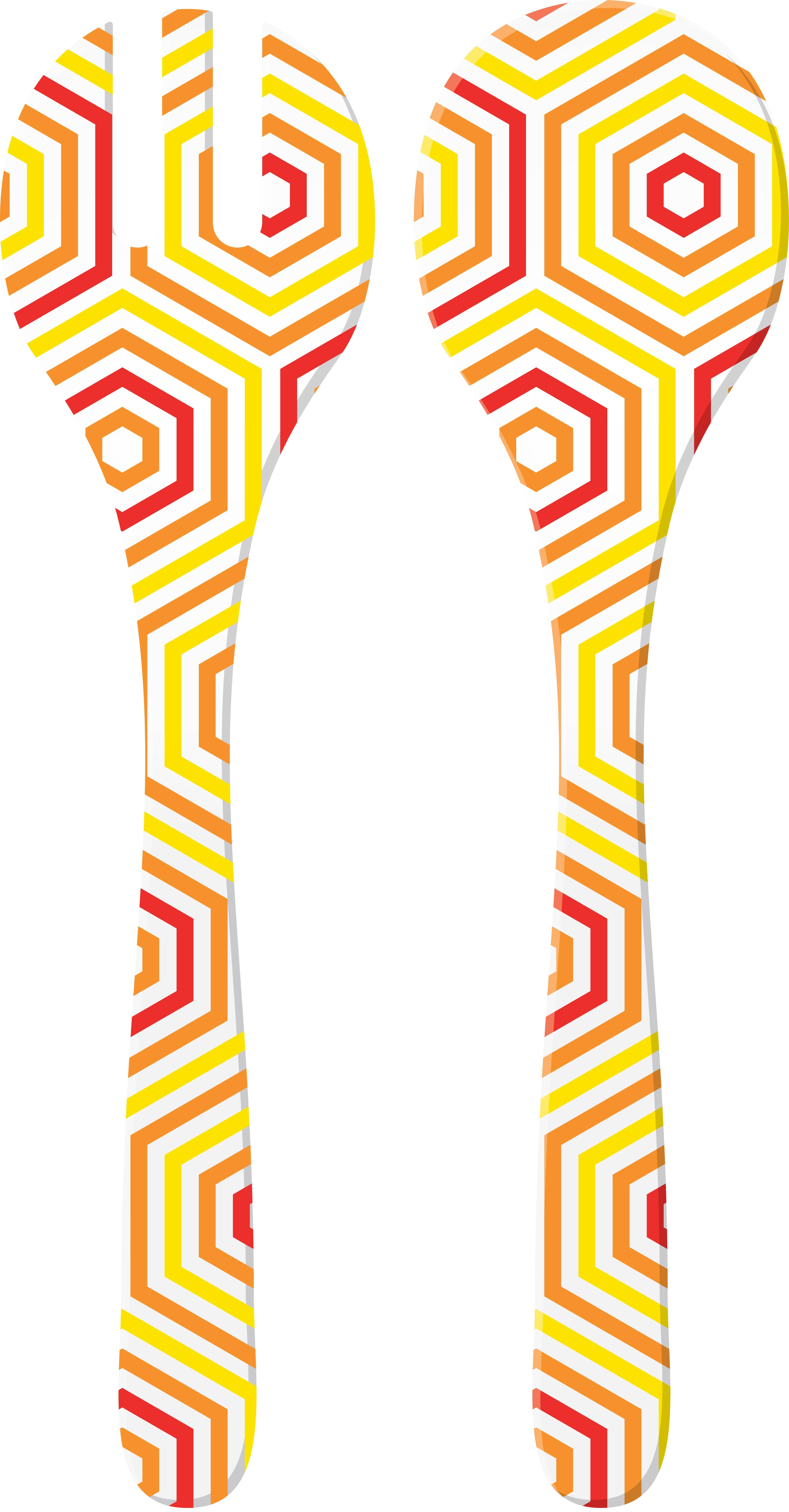 RIVIERA - Couverts à salade décorés - Jaune/Rouge hexagone