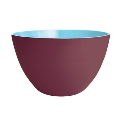 DUO - Saladier 28 cm - châtaigne extérieur/bleu ciel intérieur