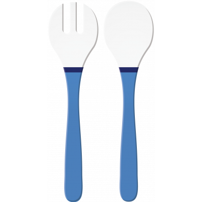 RIVIERA - Couverts à salade décorés - Bleu/Blanc